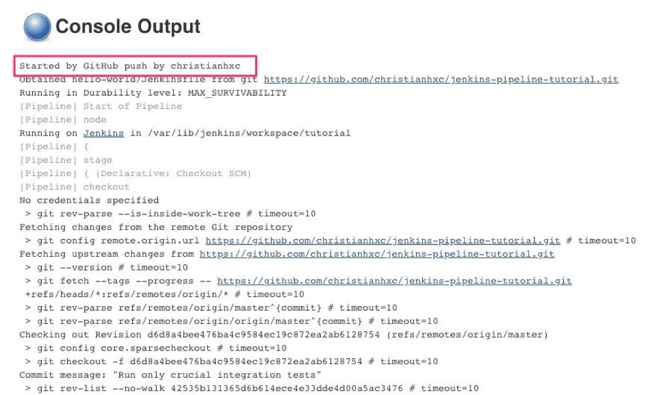Jenkins Github Console Output