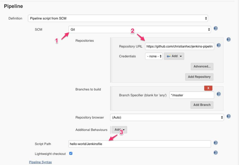 Jenkins Github Repository URL