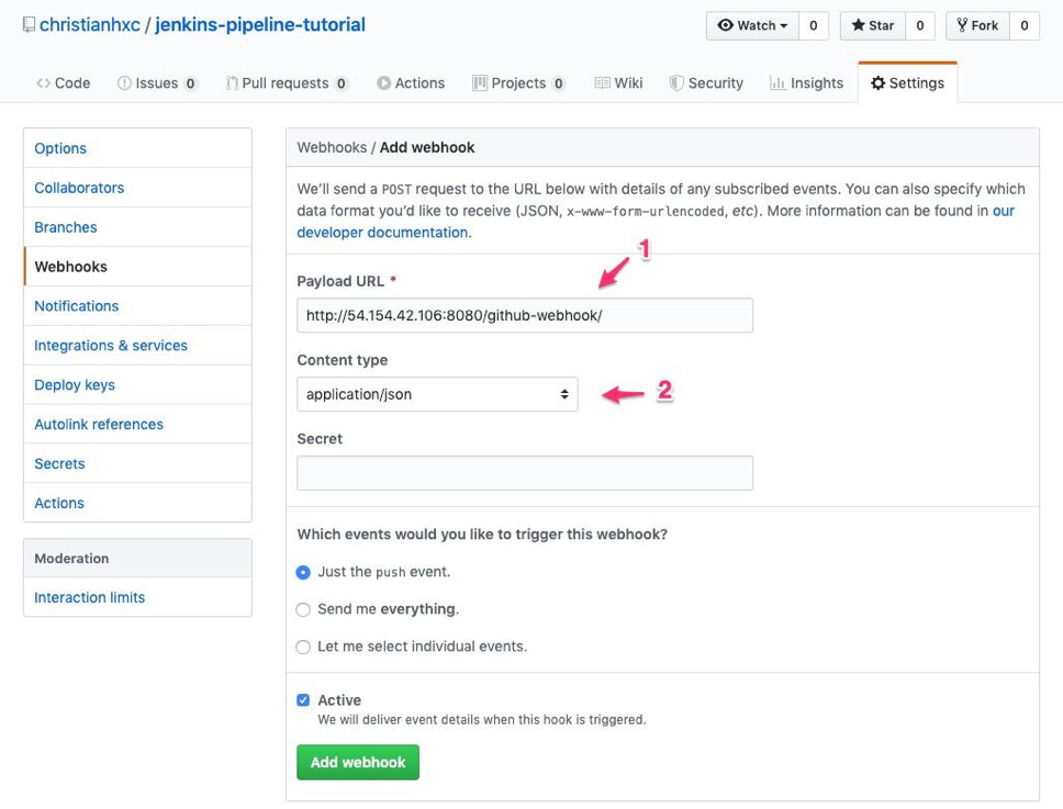 Jenkins Github Webhook Button