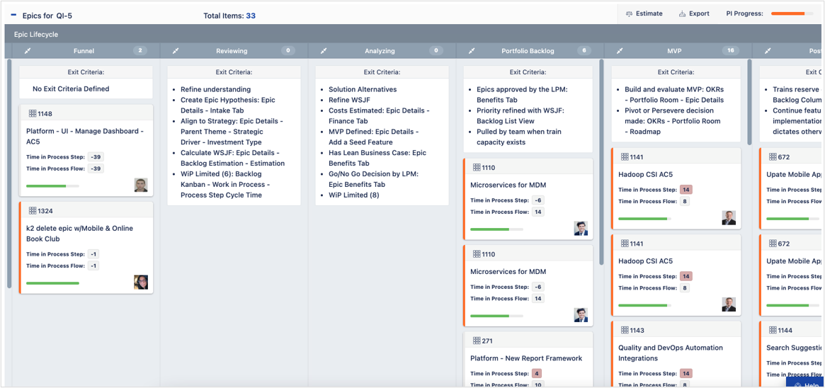 Rally vs Jira Align Portfolio and Program Kanban View