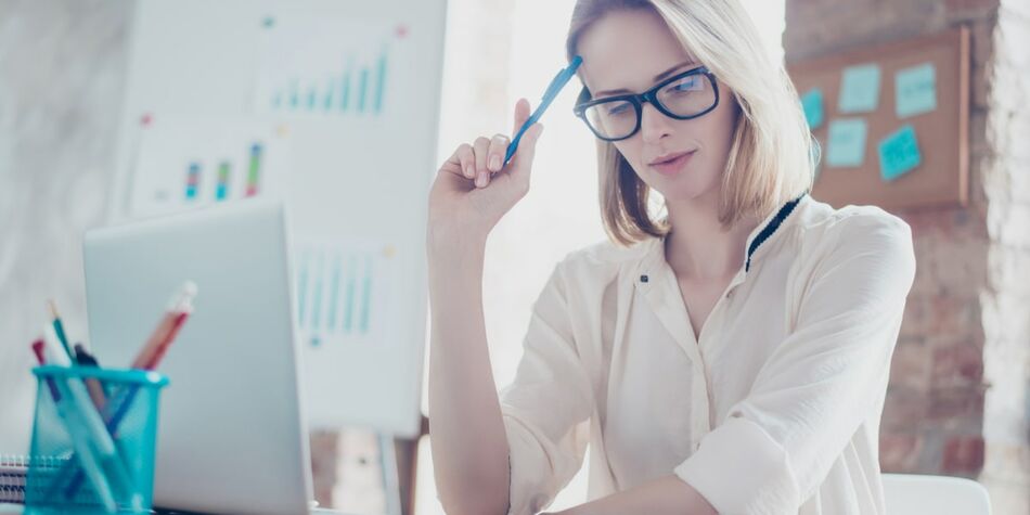 Woman thinking about business analysis